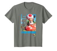 The Super Mario Bros. Movie Toad I Fear Nothing Poster T-Shirt, Enfant, Vert Kaki chiné, 6 Ans