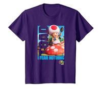 The Super Mario Bros. Movie Toad I Fear Nothing Poster T-Shirt, Enfant, Violet, 10 Ans