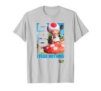 The Super Mario Bros. Movie Toad I Fear Nothing Poster T-Shirt, Homme, Argent, M