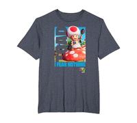 The Super Mario Bros. Movie Toad I Fear Nothing Poster T-Shirt, Homme Grandes Tailles, Bleu Chiné, 4X Tall