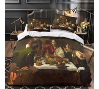 The Supper at Emmaus 3D Imprimé Rembrandt Housse De Couette Housses De Couettes Pour Adultes Et Enfants Parure De Lit Avec Taies E Avec Fermeture À Glissière Microfibr 3 Pièces King(220x240cm)