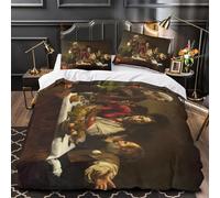 The Supper at Emmaus 3D Imprimé Rembrandt Housse De Couette Housses De Couettes Pour Adultes Et Enfants Parure De Lit Avec Taies E Avec Fermeture À Glissière Microfibr 2 Pièces Single(140x200cm)