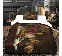 The Supper at Emmaus 3D Imprimé Rembrandt Housse De Couette Housses De Couettes Pour Adultes Et Enfants Parure De Lit Avec Taies E Avec Fermeture À Glissière Microfibr 2 Pièces Single(135x200cm)