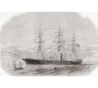 The surrender of the CSS Shenandoah on the River Mersey, Liverpool, Angleterre, 6 novembre 1865. From The Illustrated London News publié 1865. Poster imprimé par Ken Welsh (17 x 11)