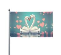 The swan in love Drapeau de jardin décoratif d'extérieur 0,9 x 1,5 m - Bannière de cour en polyester durable avec œillets en laiton