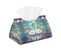 The Swan in Love Long sac à mouchoirs en cuir double face, imperméable et durable
