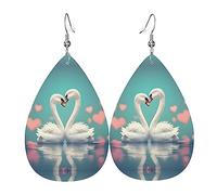 The Swan in love Pendants d'oreilles pour femme - Bijoux légers en forme de larme, accessoire de fête, créoles tendance