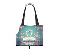The Swan in Love Sac à bandoulière imprimé pour animal de compagnie, convient pour les petits chiens et chats, sac de courses et de voyage à double usage
