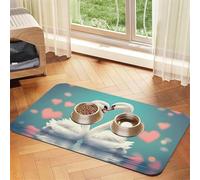 The swan in love Set de table en cuir absorbant pour animal domestique 30 x 45 cm Beau design pour gamelle de chat et chien