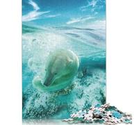 The Swimming Polar Bear Puzzles 1000 Pièces Cadeau Unique Jeu Éducatif Challenge Toy À De Qualité Supérieure Peinture Art pour Adultes Et Enfants 500pcs (52x38cm)