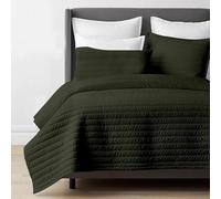 The Tangerine Store Channel Stitch Parure de lit matelassée en satin de pur coton, légère, confortable toute l'année, douce et respirante, vert mousse, très grand lit californien (233,7 x 274,3 cm)