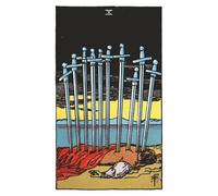 The Ten of Swords: 156 College Ruled Lined Pages (78 leaves), 5x8 Notebook, Journal, Diary, Planner featuring image of The Ten of Swords Tarot card