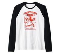The Texas Chainsaw Massacre Front Back Slaughter Family BBQ Manche Raglan