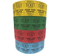 The Ticket Gurus Tickets de tombola - (4 rouleaux de 2000 tickets doubles) 8 000 tickets de tombola au total 50/50 (bleu/jaune/rouge/vert)