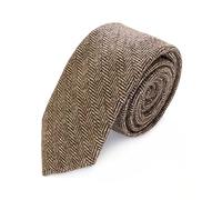 The Tie Co™ Collection Premium Cravate en Tweed de 7 cm de Large - Motif Tartan à Chevrons, 13 Chevrons Beige, Taille Unique