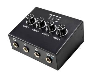 The Tie Studio Headphone Amplifier 4CH, Amplificateur de casque (amplificateur de casque stéréo à 4 canaux, compact et robuste, contrôle de volume séparé pour chaque canal), noir 19-90009