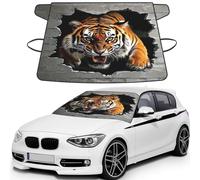 The Tiger Breaks The Wall Print Housse de pare-brise de voiture pour la glace et la neige - Ajustement universel pour la plupart des voitures - Protection contre la glace multifonction - Protège