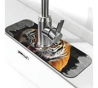 The Tiger Breaks The Wall Robinet Mat pour évier de cuisine, tapis de séchage super absorbant pour évier de cuisine, salle de bain, café, bar, cadeau décoratif (38,1 x 14 cm)