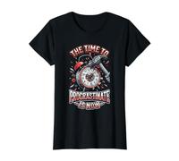 The Time to Procrastinate is Now Funny Later Réveil T-Shirt Graphique avec Valeur, Femme, Noir, L