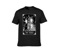 The Tower Deadly Tarot Black Men T-Shirt Graphic Printed Top Unisex Tee Black M