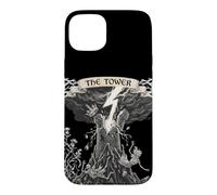 The Tower XVI Carte de Tarot Gothique Occulte Halloween Coque pour iPhone 15 Plus