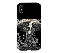 The Tower XVI Carte de Tarot Gothique Occulte Halloween Coque pour iPhone X/XS