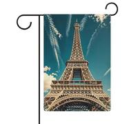 The Towering Iron Tower Drapeau de jardin vertical double face 32,6 x 47,5 cm Décoration extérieure en lin pour ferme, vacances, fête des mères