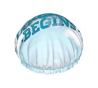 The Travel Adventure Begins Bonnet de douche et bonnet de bain pour femme, bonnets de douche imperméables surdimensionnés réversibles grands conçus pour toutes les longueurs de cheveux, bonnet de ba