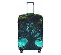 The Tree of Life Has Celestial and Natural Scenes Housse de protection élastique pour valise de voyage Motif imprimé anti-rayures, Noir , L