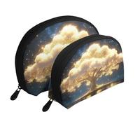 The Tree of Life is Luminous Printed Makeup Bags 2-Piece Portable Shell Travel Toiletry Bag, blanc, Taille unique