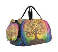 The Tree Petit sac de sport coloré avec compartiment à chaussures multifonctionnel pour les voyages, le sport, le fitness et l'entraînement