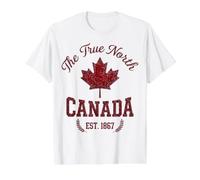 The True North Canada Est. 1867 Maple Leaf T-Shirt Graphique avec Valeur, Homme, Blanc, XL