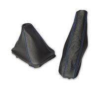 The Tuning-Shop Ltd Soufflet de frein à main en cuir compatible avec BMW E36 Série 3 Coutures bleues