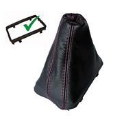 The Tuning-Shop Ltd Soufflet de levier de vitesse automatique + cadre en plastique compatible avec Audi Q5 Cuir Coutures rouges