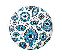 The Turkish-Nazar-Evil-Eye Lot de 5 boutons ronds laminés avec finition brillante et fermeture éclair sécurisée 6 cm