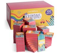 THE TWIDDLERS 100 Boîte de Crayons Cire, 6 Couleurs/Boîte (600 Pièces au Total) - Activité Coloriage, Anniversaire Enfants, École, Pochettes Surprise, Cadeaux Invités