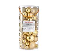 The TWIDDLERS 100 Boules de Noël Dorées à Suspendre (3 Tailles & Finitions) - Ornements d'arbre, Décorations de Sapin de Noël - Solide & Réutilisable