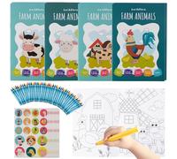 THE TWIDDLERS 12 Livres de Coloriage pour Enfants (Format A5), 48 Crayons de Cire & 12 Feuilles d'Autocollants - Animaux de la Ferme - Cadeaux Invités, Pochettes Surprises, Anniversaire
