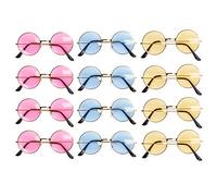 THE TWIDDLERS 12 Lunettes de Soleil Rétro Hippie Rondes pour Enfants & Adultes - Pochettes Surprise, Cadeaux Invités pour Anniversaires & Mariages, Déguisement, Costumé