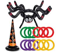 THE TWIDDLERS -14 Pcs Jeu de Lancer d'Anneaux de Fête d'halloween Gonflable, Araignée Géante & Chapeau de Sorcière pour Enfants, Anniversaires