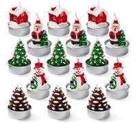 THE TWIDDLERS 15 Mini Bougies Chauffe-Plat de Noël sans Parfum, 5 Motifs, 5x4cm - Décoration de Table de Noël, Cadeau pour Famille & Amis