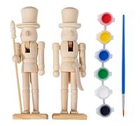 THE TWIDDLERS 2 Casse-Noisette de Noël en Bois à Peindre Soi-Même, 18cm - Décoration, Centres de Table, Loisirs Créatifs pour Enfants - avec Peinture, Pinceau, Barbe & Autocollants
