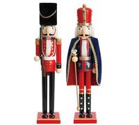 THE TWIDDLERS - 2 Grands Casse-Noisettes Soldats en Bois, 50cm - Roi & Guêpier dans des Couleurs festives - Ornements Classiques Traditionnels en Bois de pin fabriqués à la Main, décorations de Noël