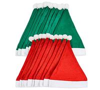 THE TWIDDLERS - 20 Bonnets de Père Noël Rouges et Verts pour Enfants et Adultes Déguisés pour la Fête de Noël - 32cm x 38cm