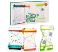 THE TWIDDLERS 3 Sabliers Sensoriels Liquides pour Enfants & Adultes - Non-Toxiques, Transparents & Étanches - Calmants, Apaisants & Relaxants