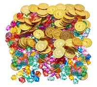 THE TWIDDLERS 300 Trésors Pirates (150 Diamants & 150 Pièces Or) - Coffre au Trésor, Jouets Anniversaire, Cadeaux Invités, Pochettes Surprise, Remplisseur de Pinata