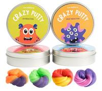 THE TWIDDLERS 4 Grand Pâte Changeant de Couleur mit 2 Mini-Lampes UV - Intelligent Putty - Réactif à la Chaleur & aux UV - Slime Magique, Jouets à Mastic - Cadeau pour Garçons & Filles