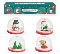 THE TWIDDLERS - 4 Mini Boules de Neige de Noël, 5cm - Designs Festifs de Noël Assortis pour Remplir Les Bas, Sacs Cadeaux, Ornements et Décorations.