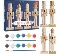THE TWIDDLERS - 4 Soldats de Casse-Noisette en Bois à Peindre soi-même, 18cm - Kit Artisanal de première qualité, Ornements Traditionnels en Bois de pin, décorations de Noël DIY avec pièces Mobiles