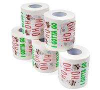 THE TWIDDLERS - 5 Rouleaux de Papier Hygiénique sur le Thème de Noël du Père Noël, Paquet de Mouchoirs en Papier 3 Plis Doux et Drôles avec Slogan Comique - Ho Ho Ho I Gotta Go